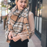 Flannel Frayed Edge Blanket Scarf