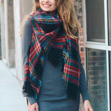 Flannel Frayed Edge Blanket Scarf