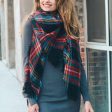 Flannel Frayed Edge Blanket Scarf