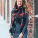 Flannel Frayed Edge Blanket Scarf