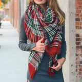 Flannel Frayed Edge Blanket Scarf