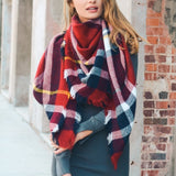 Flannel Frayed Edge Blanket Scarf