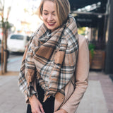 Flannel Frayed Edge Blanket Scarf