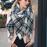 Flannel Frayed Edge Blanket Scarf