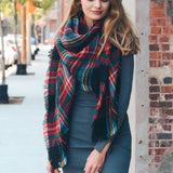 Flannel Frayed Edge Blanket Scarf
