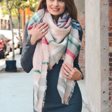 Flannel Frayed Edge Blanket Scarf
