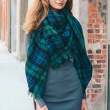 Flannel Frayed Edge Blanket Scarf