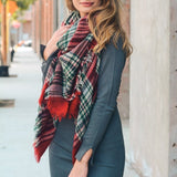 Flannel Frayed Edge Blanket Scarf