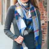 Flannel Frayed Edge Blanket Scarf