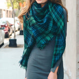 Flannel Frayed Edge Blanket Scarf