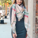 Flannel Frayed Edge Blanket Scarf