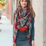Flannel Frayed Edge Blanket Scarf