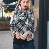 Flannel Frayed Edge Blanket Scarf