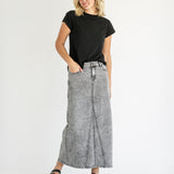 Genevieve A-line Denim Maxi Skirt