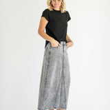 Genevieve A-line Denim Maxi Skirt