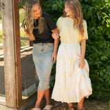 Greta Light Wash Midi Denim Skirt
