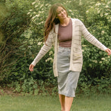 Greta Light Wash Midi Denim Skirt
