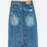 Hadley High Rise Denim Midi Skirt