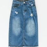 Hadley High Rise Denim Midi Skirt