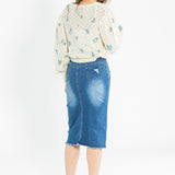Hadley High Rise Denim Midi Skirt