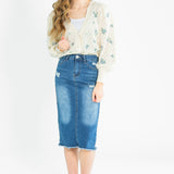 Hadley High Rise Denim Midi Skirt