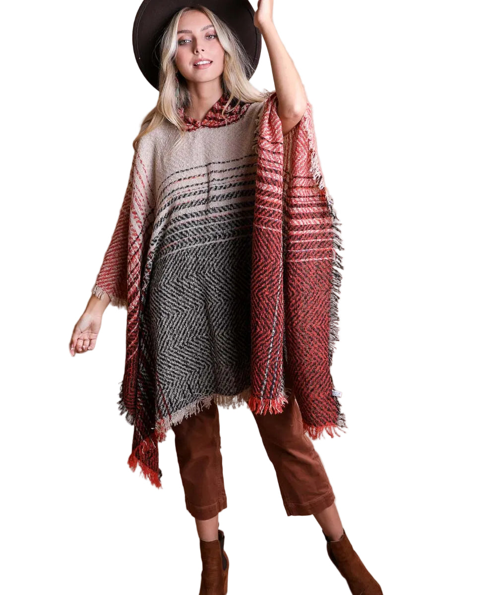 Herringbone Hooded Poncho