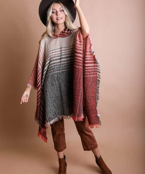 Herringbone Hooded Poncho