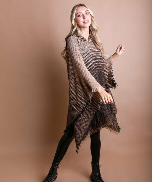 Herringbone Hooded Poncho