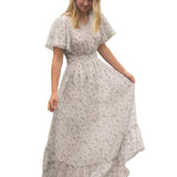 Isabella Blue Floral V Neck Maxi Dress