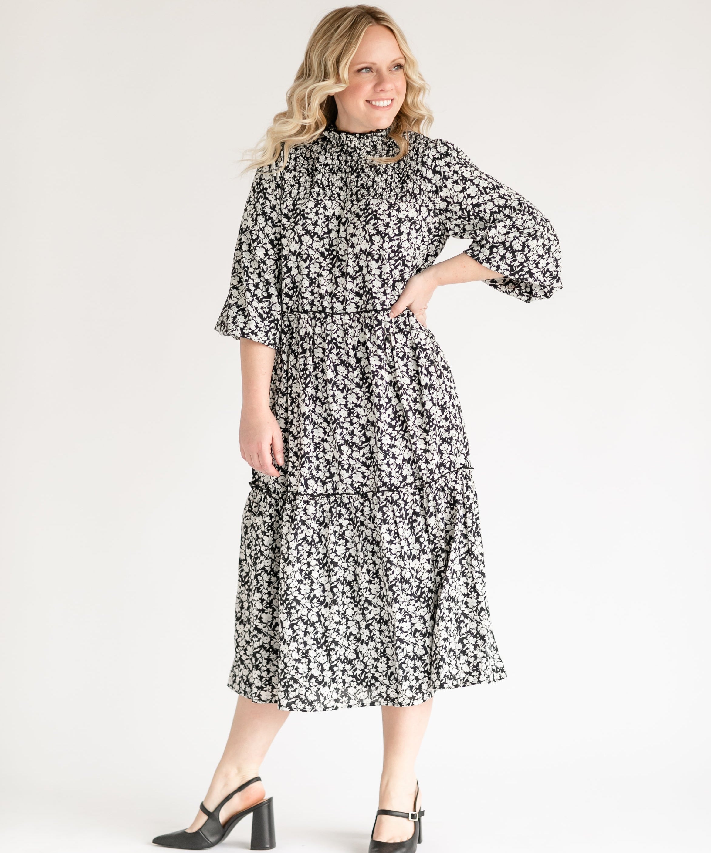Isla 3/4 Sleeve Midi Dress