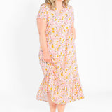Jaydrien Floral Flutter Sleeve Midi Dress