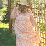Jaydrien Floral Flutter Sleeve Midi Dress