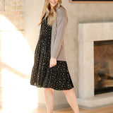 Jenna Floral Knit Short Sleeve Tiered Midi Dress