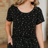 Jenna Floral Knit Short Sleeve Tiered Midi Dress
