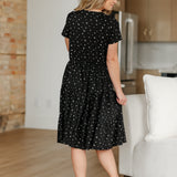 Jenna Floral Knit Short Sleeve Tiered Midi Dress