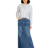 Jennifer A-Line Long Denim Skirt
