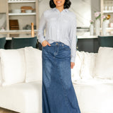 Jennifer A-Line Long Denim Skirt