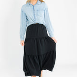 Jill Stretch Waist Tiered Maxi Skirt
