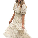 Katrina Half Sleeve Floral Midi Dress