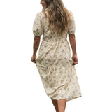Katrina Half Sleeve Floral Midi Dress