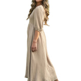 Kayleen Tan Smocked Bodice Gauze Dress