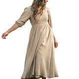 Kayleen Tan Smocked Bodice Gauze Dress