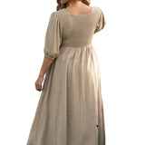 Kayleen Tan Smocked Bodice Gauze Dress