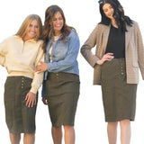 Kennedy Olive Midi Denim Skirt