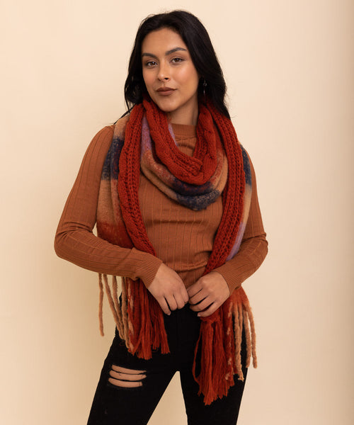 Knit Blend Tassel Trim Scarf