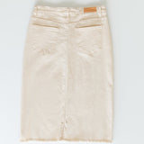 Kobe Raw Hem Denim Midi Skirt
