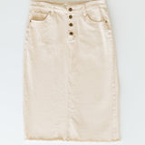 Kobe Raw Hem Denim Midi Skirt