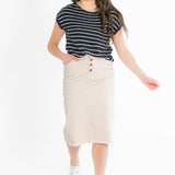 Kobe Raw Hem Denim Midi Skirt