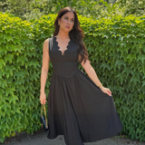 FOR THE RECORD BLACK WOVEN MIDI DRESS