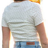 Larza Taupe Floral Lettuce Hem Top